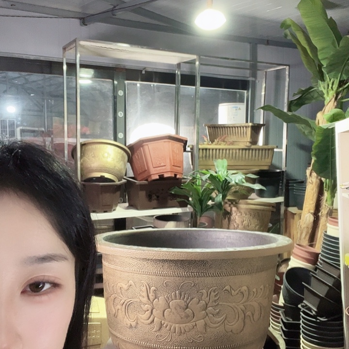 紫砂色八角80花盆2个有孔