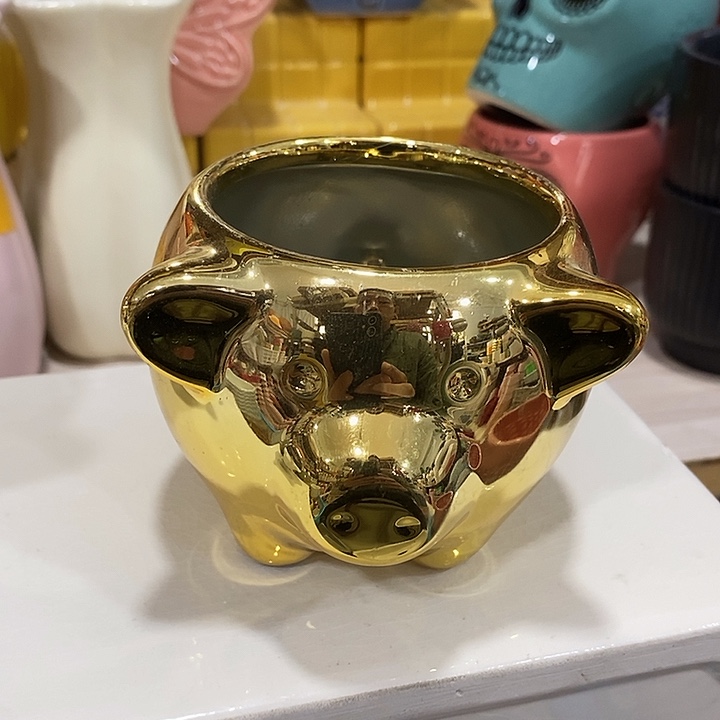 陶摆件陶盆有孔 瑕疵针孔漏釉介意勿拍外口 7.5外高6.5