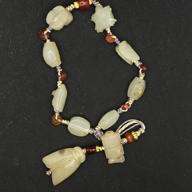 YQ14 清 和田玉多宝串