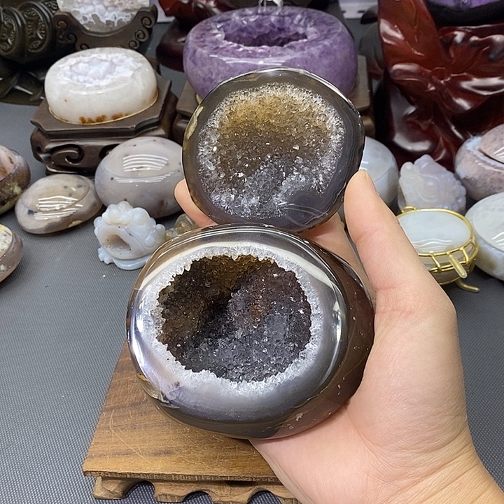 紫晶摆件未镶嵌聚宝盆