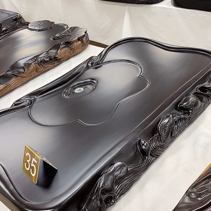 伦***生黑檀木雕刻茶盘91/56