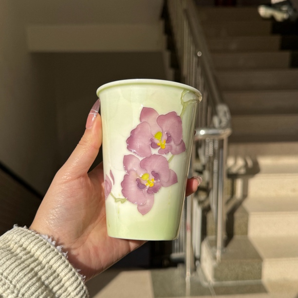 堆雕可乐杯大号景德镇手绘水杯喝茶杯釉下彩绘高端陶瓷杯子限定款