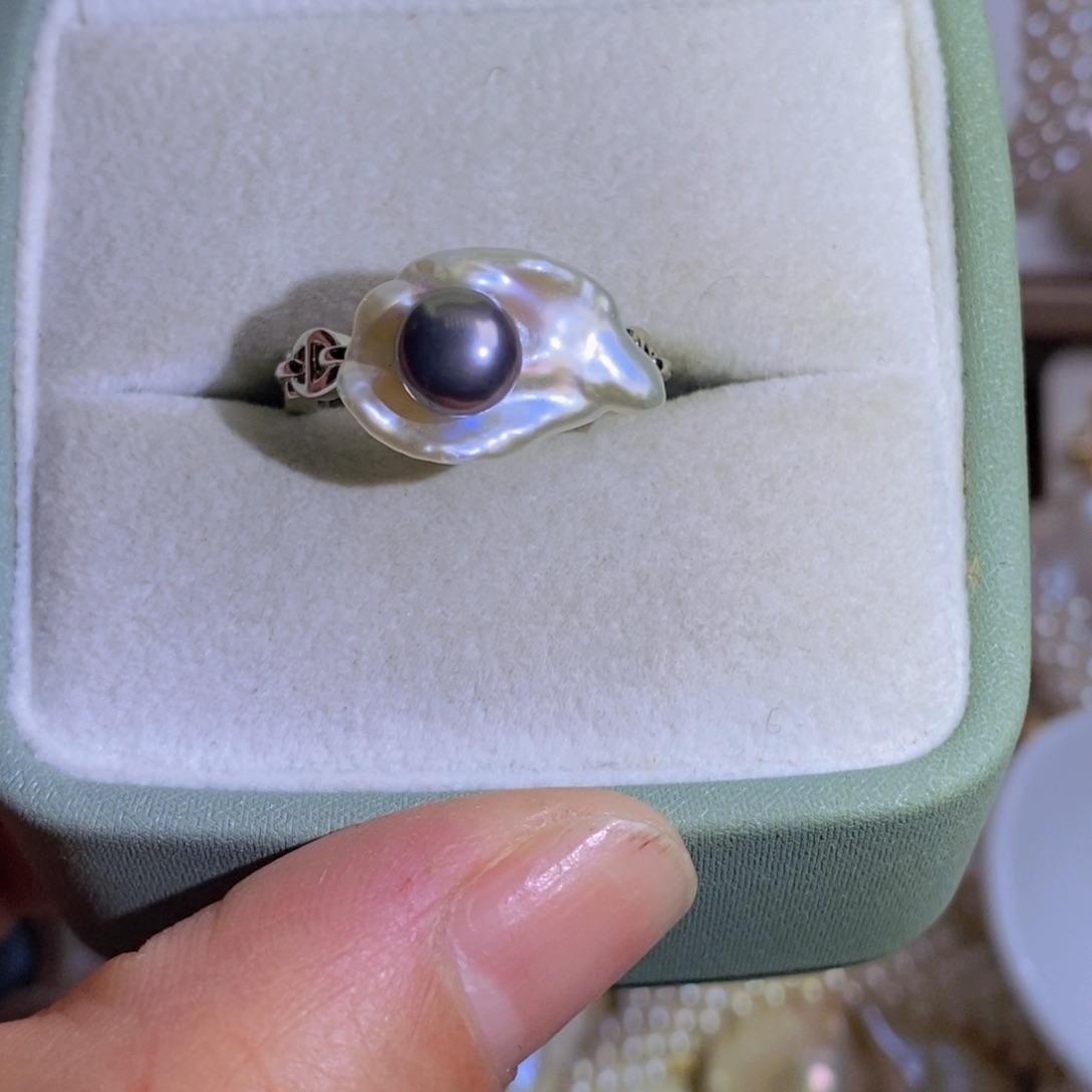 银S925镶嵌天然淡水珍珠淡水珍珠