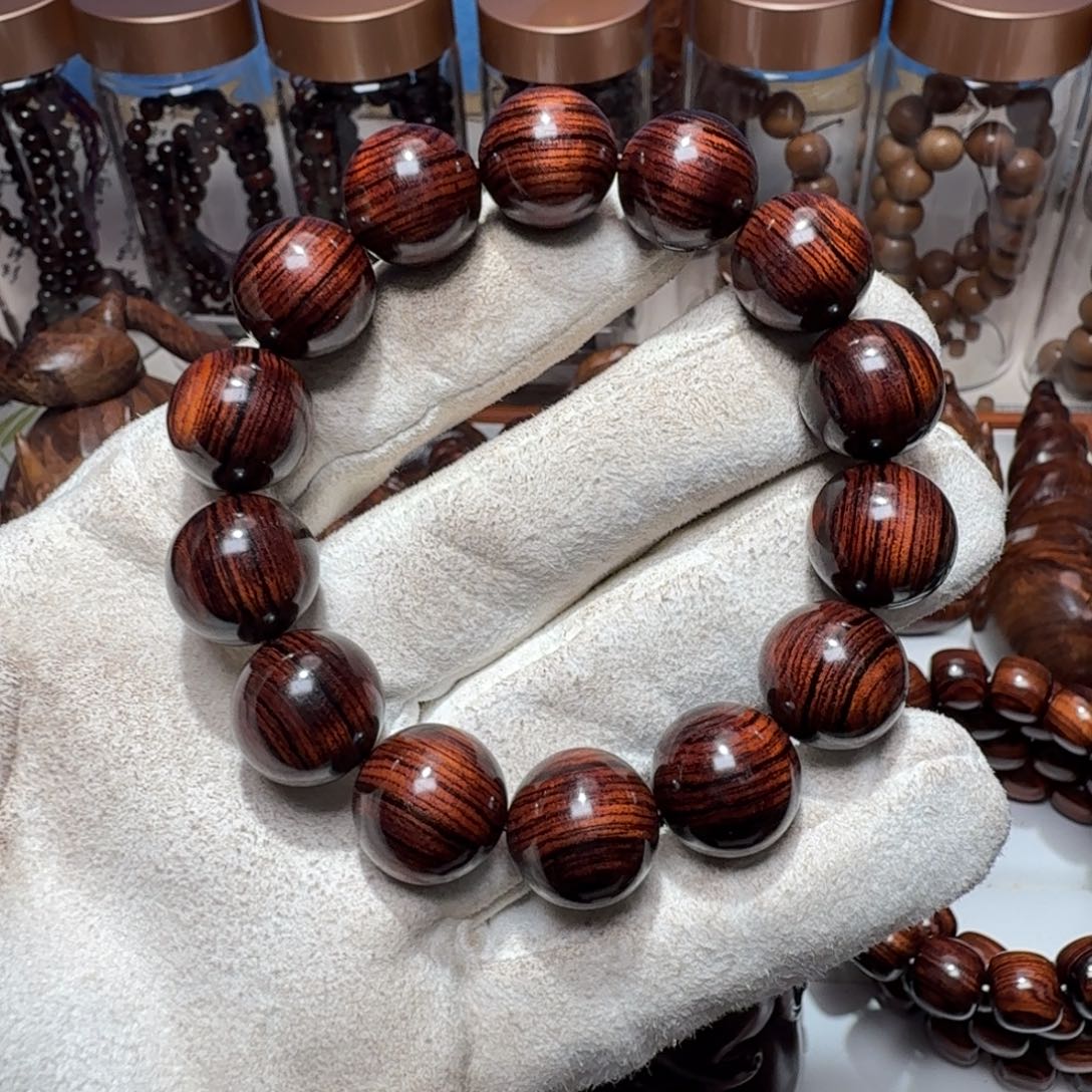 手串/手链黄花梨/降香黄檀海南黄花梨精工1.6紫油梨顺纹黑线