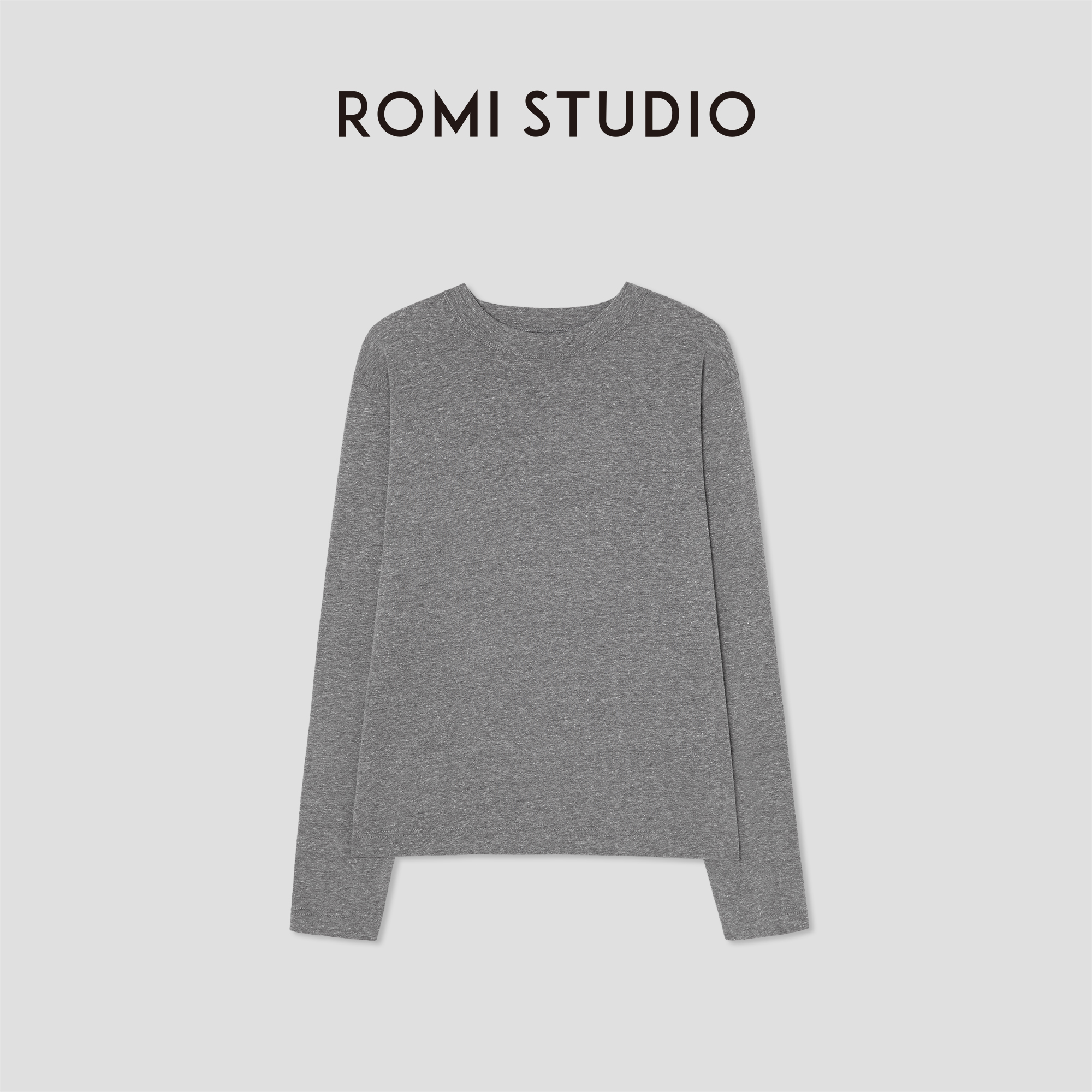 ROMI STUDIO“基础优雅” 甄选棉混纺肤感圆领长袖T恤 RW24WSD0368