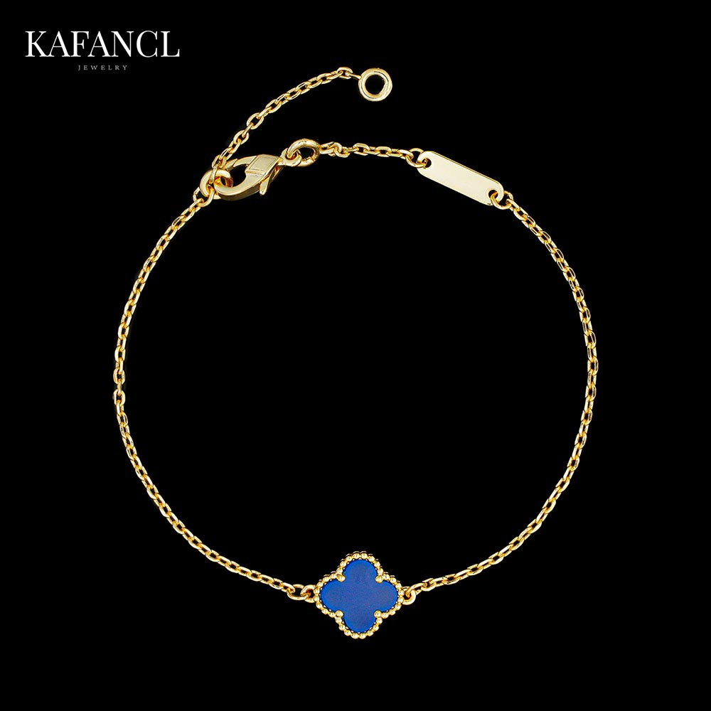 925银手链 925银手链 镀K金 迷你单花金蓝色草草手链 ZF-C320