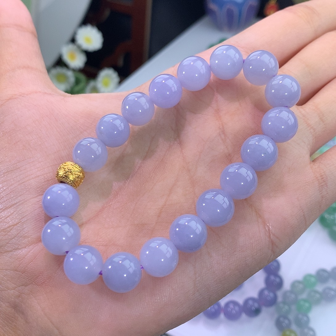 翡翠未镶嵌手链8号 紫罗兰手串