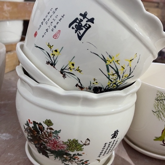 多肉绿植陶瓷花盆9.9包邮，有孔