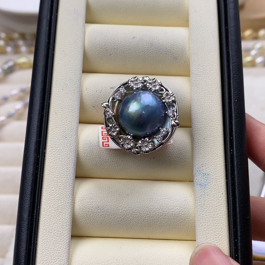 拼合珍珠（马贝珠）戒圈银S925镶嵌