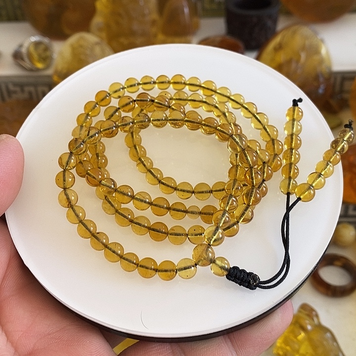 琥珀未镶嵌珠宝奇石项链