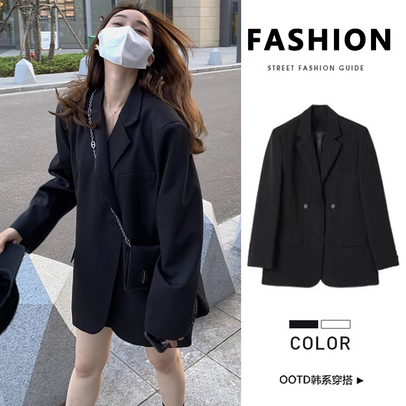 黑色oversize西装外套女小个子2025春秋季新款高级感气质西装女
