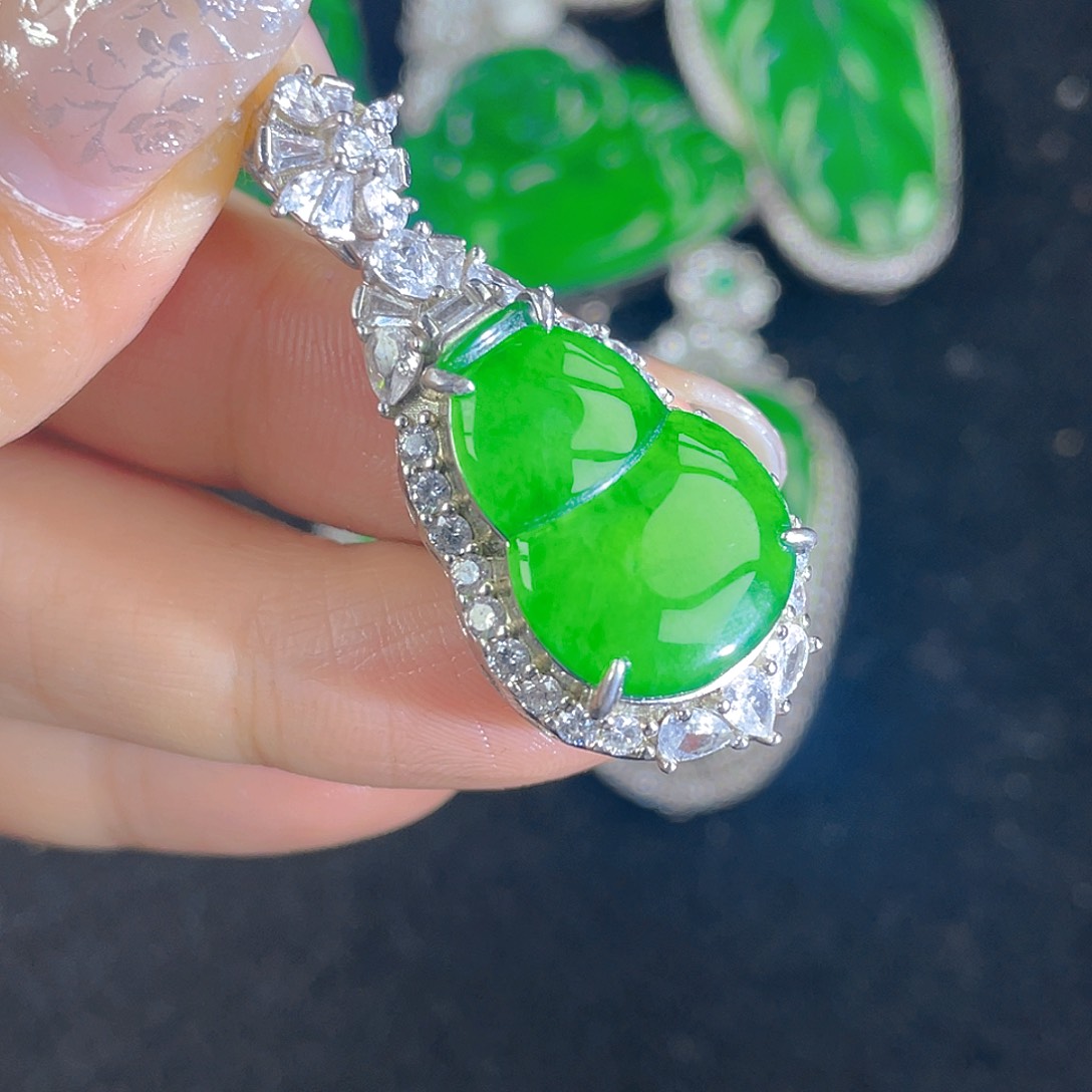 翡翠吊坠(不含链)银S925镶嵌