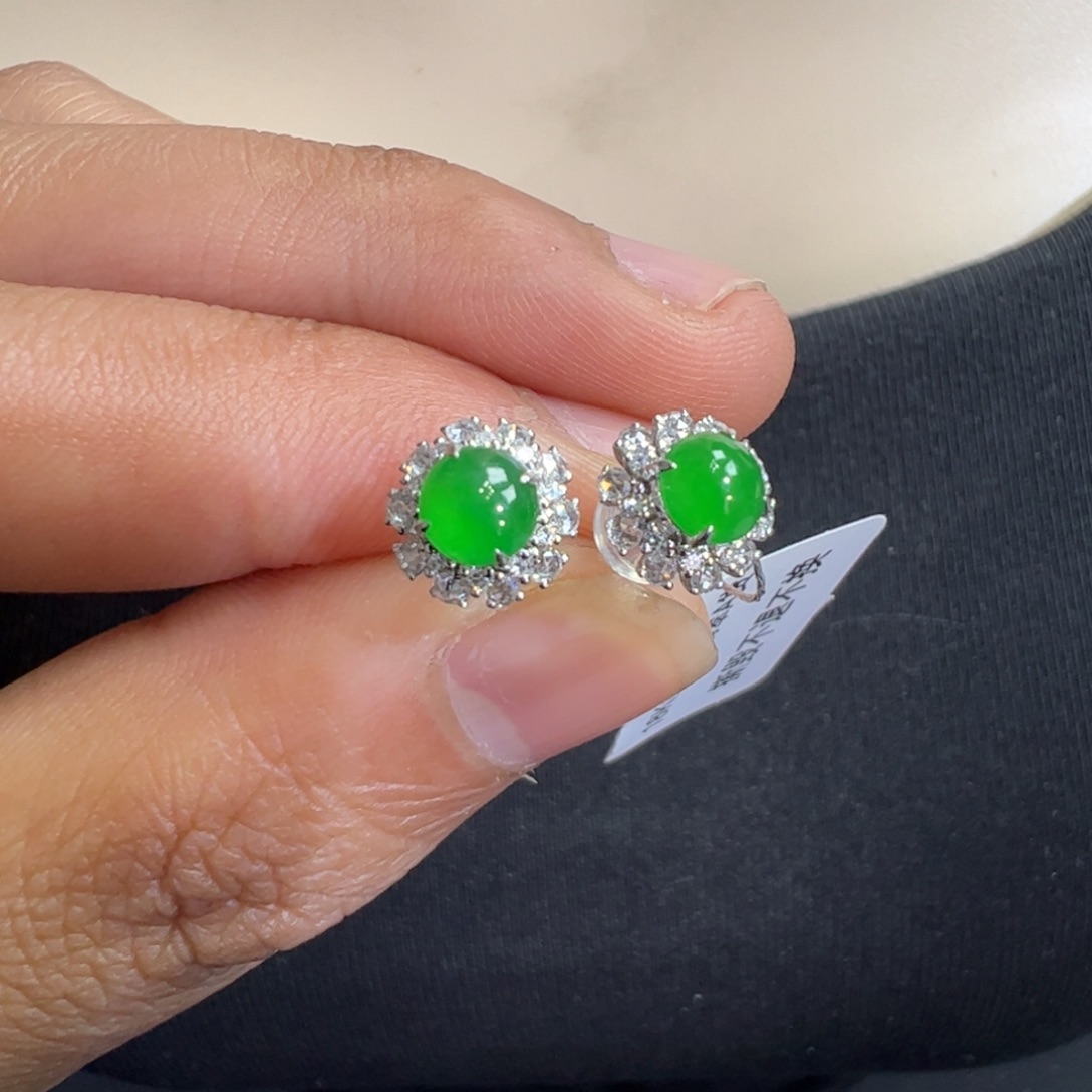 翡翠耳饰18K金镶嵌?****e