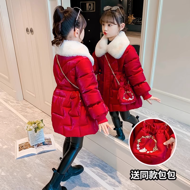 女童洋气棉衣2025新款儿童冬季羽绒棉服中大童中长款棉袄加厚外套