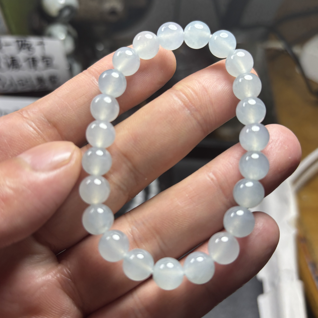 缅甸天然翡翠冰蓝紫卡8*23颗