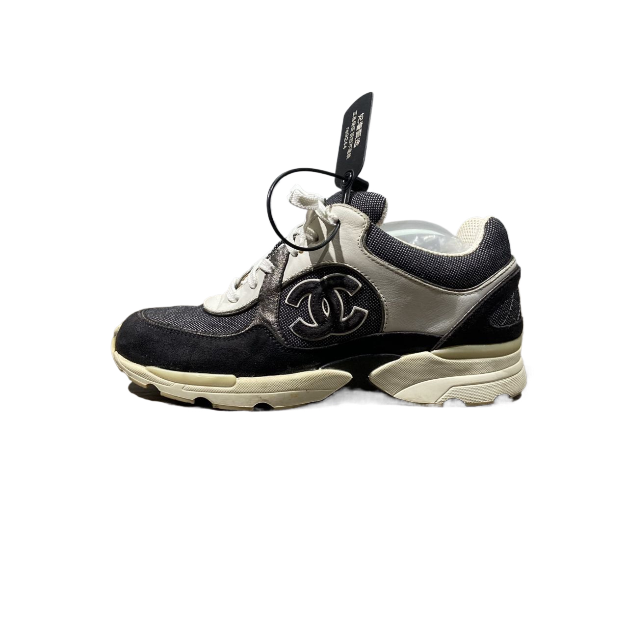 95新 Chanel/香奈儿 36码 黑色拼接运动鞋  re9244