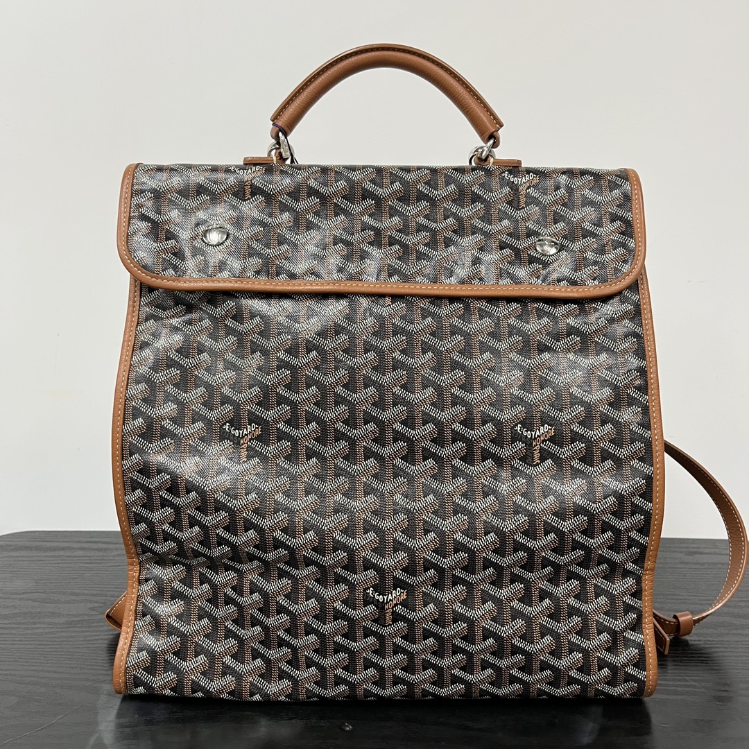 95新 Goyard 经典saint legarY字老花可折叠焦糖色双肩包03213