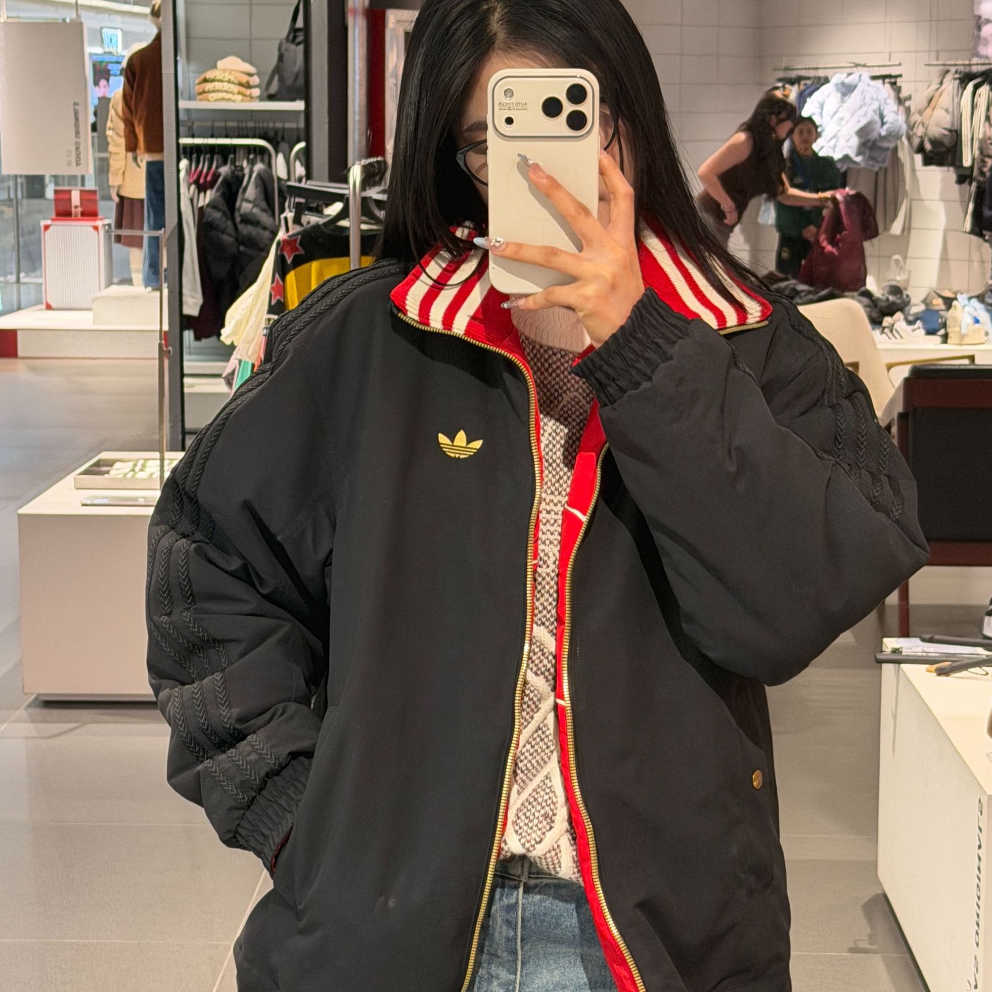 Adidas三叶草 JACKET PADDED 新年款保暖双面穿运动棉服 KT0639