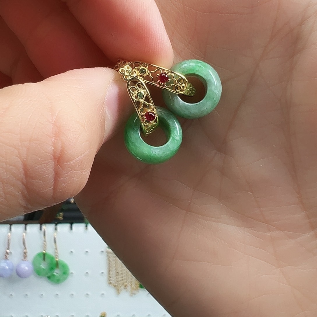 翡翠耳饰银S925镶嵌耳饰