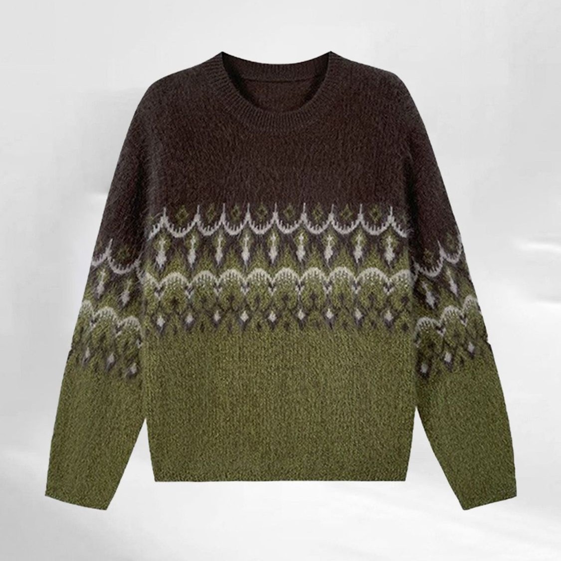 5077舒适韩系时尚圆领撞色针织衫女装冬季新款设计感日常百搭上衣