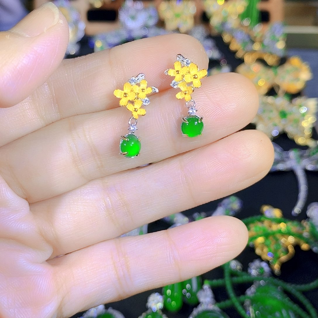 吊坠(不含链)银S925镶嵌翡翠