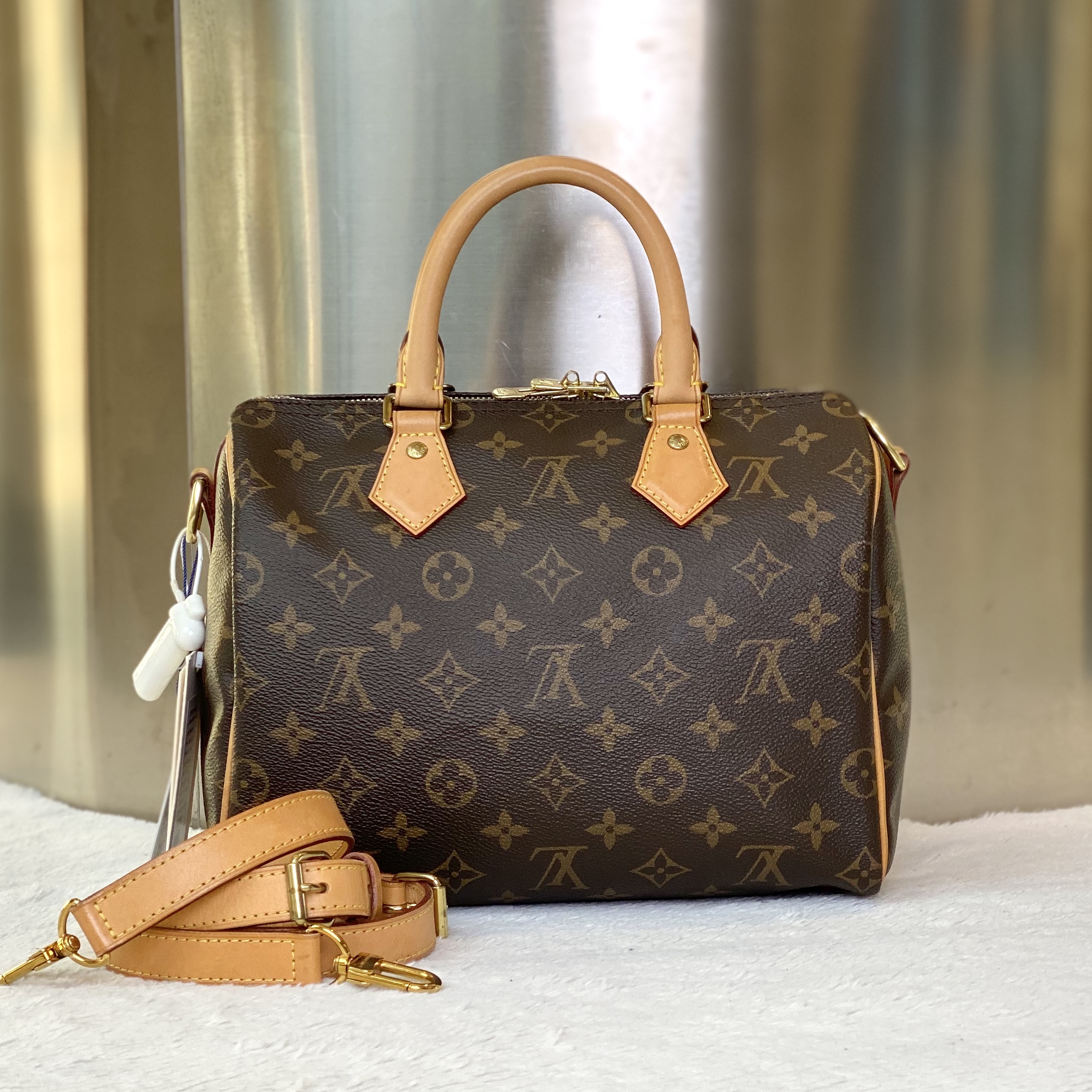 99新 LouisVuitton/路易威登 古有98新LV老花枕头25肩带款斜挎包