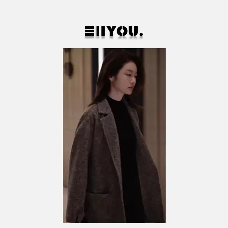 【ENYOU定制】唐顿庄园 灰色斜纹西装领大衣