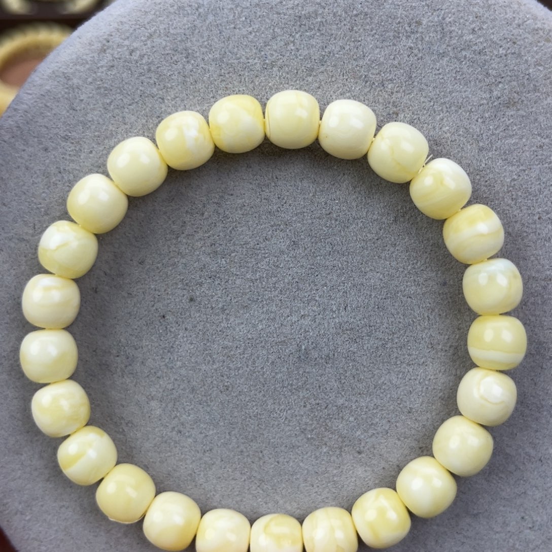金珀未镶嵌手串纯天然俄料白蜡极限弧高桩8.5*8腕口18+