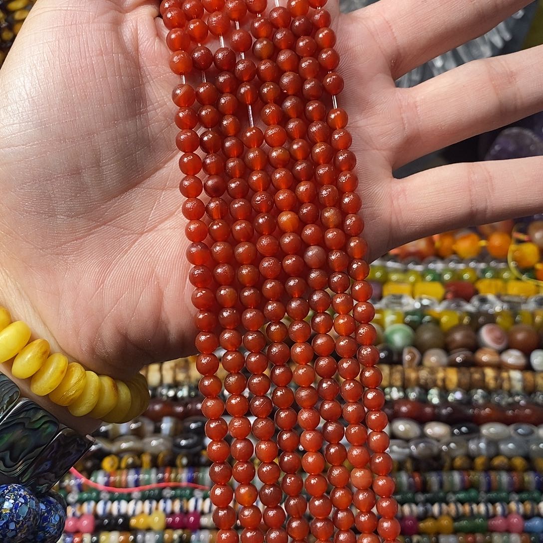 石英质玉未镶嵌，橘皮老玛瑙6mm，