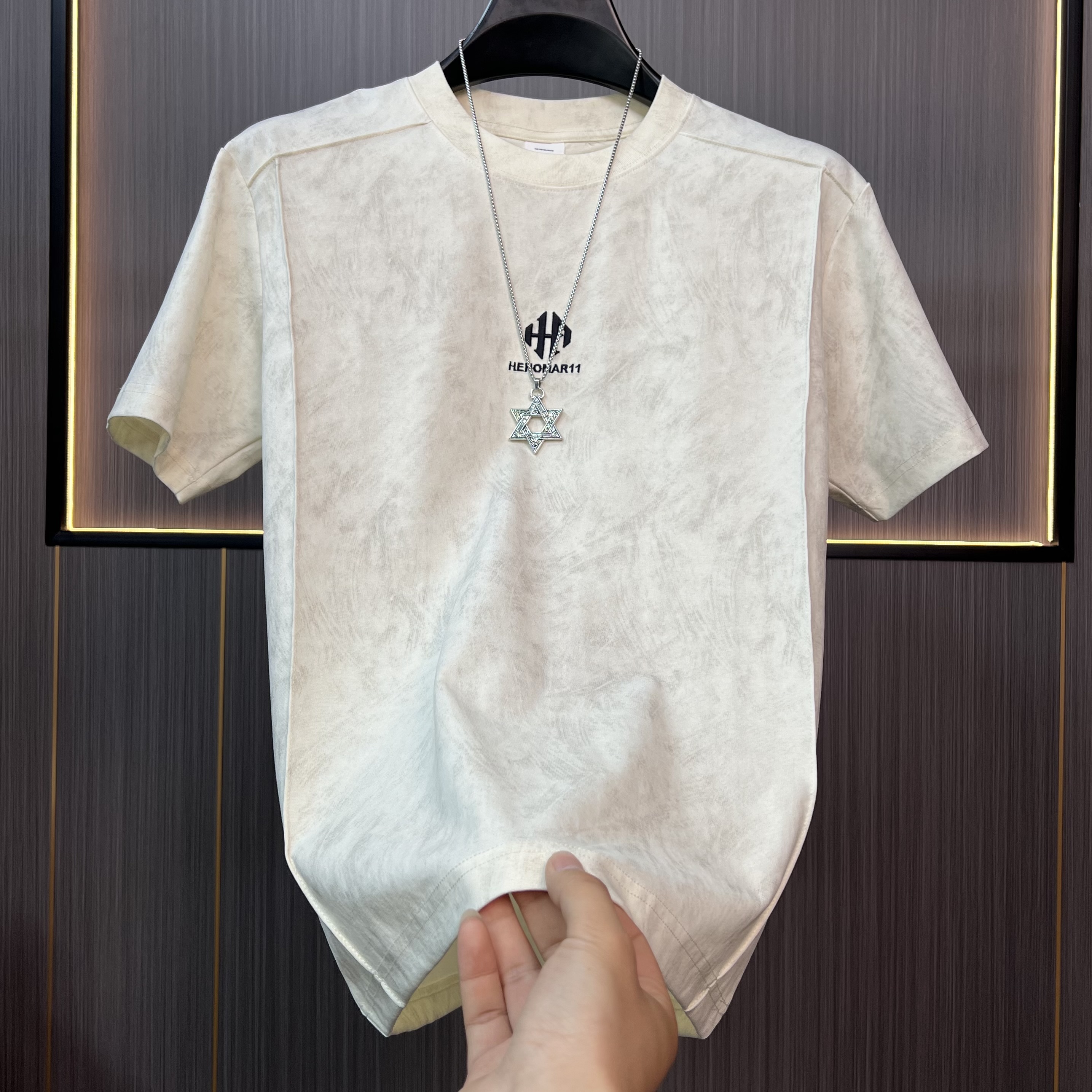 夏季薄款潮流男士短袖T恤扎染条纹时尚休闲宽松百搭圆领韩版上衣