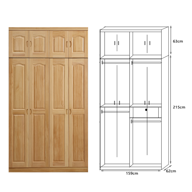 定制实木衣柜新西兰松木纯实木衣柜家用大容量简约新中式组装木质