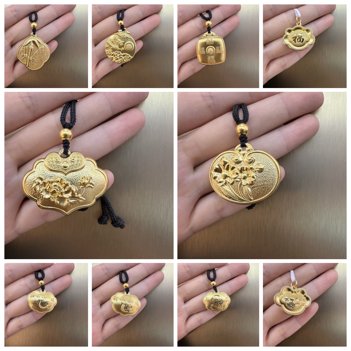 黄金 足金999【如意锁合集吊坠】古法时尚气质轻奢精致礼物