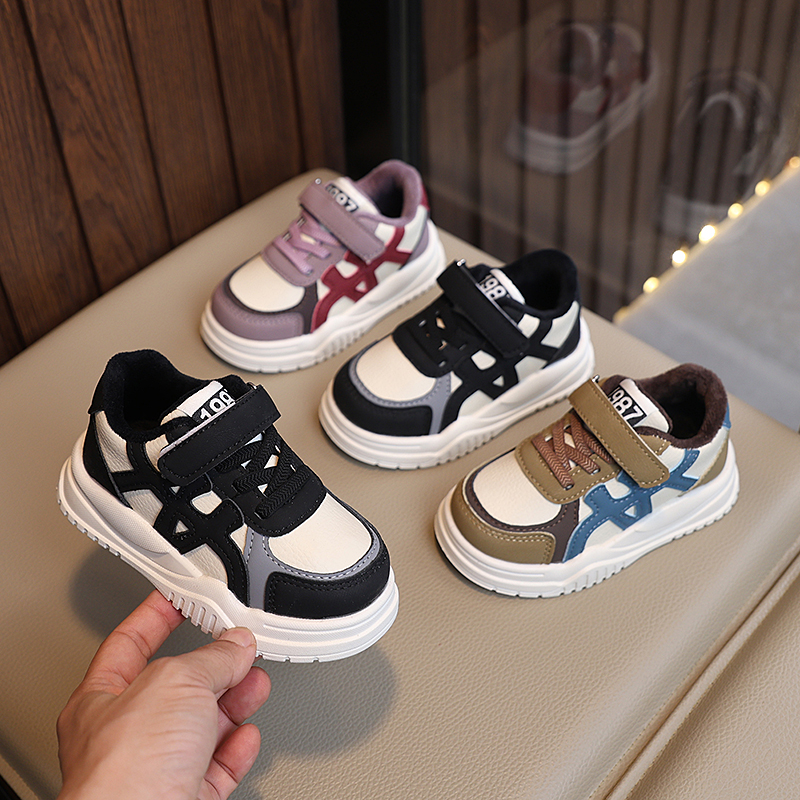 宝宝鞋子加绒保暖二棉鞋冬季男童运动鞋女童休闲鞋中小童防滑板鞋