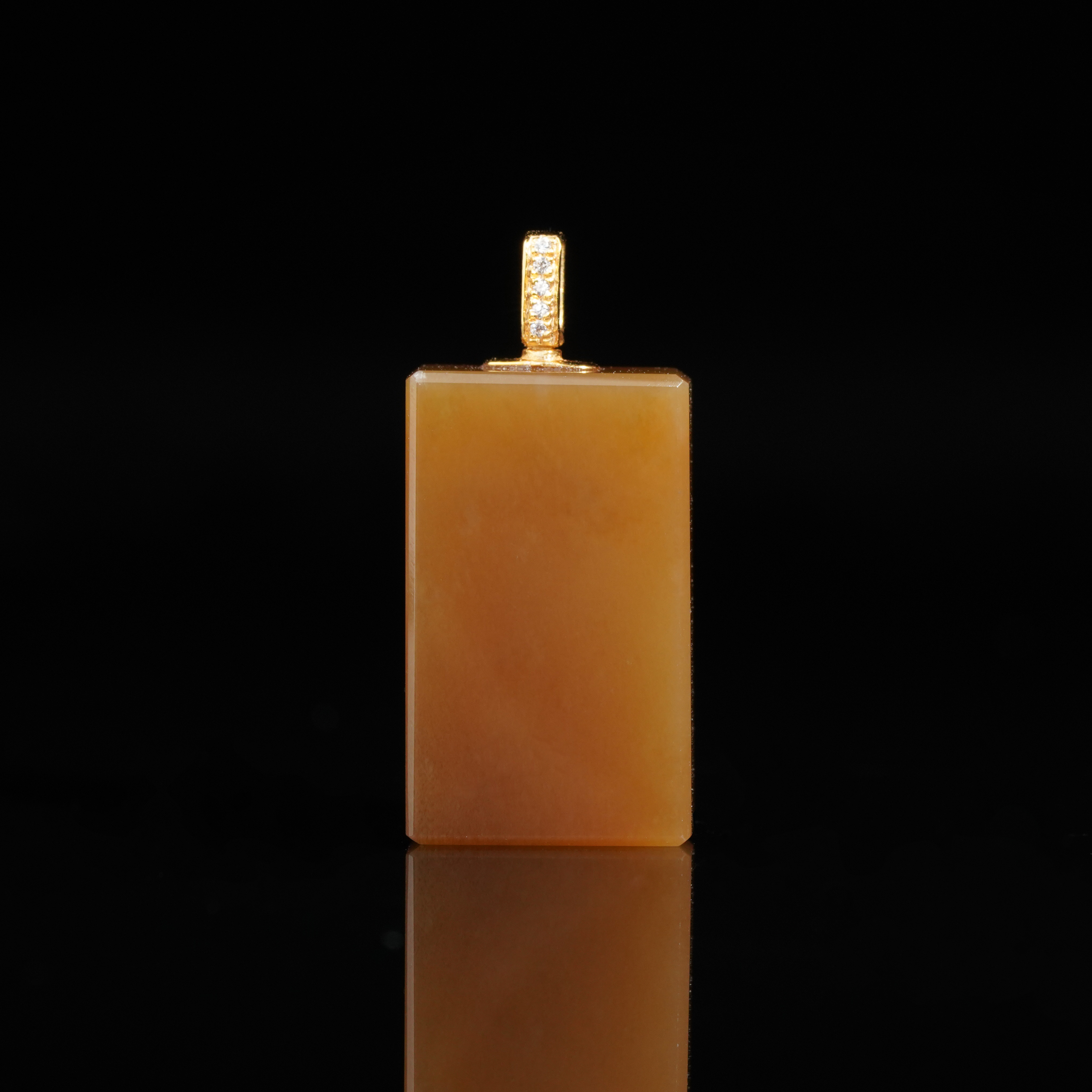 【鹿鸣】秋禾 | 18k金色标级糖料小方牌 不含链 20*12*6mm   G99