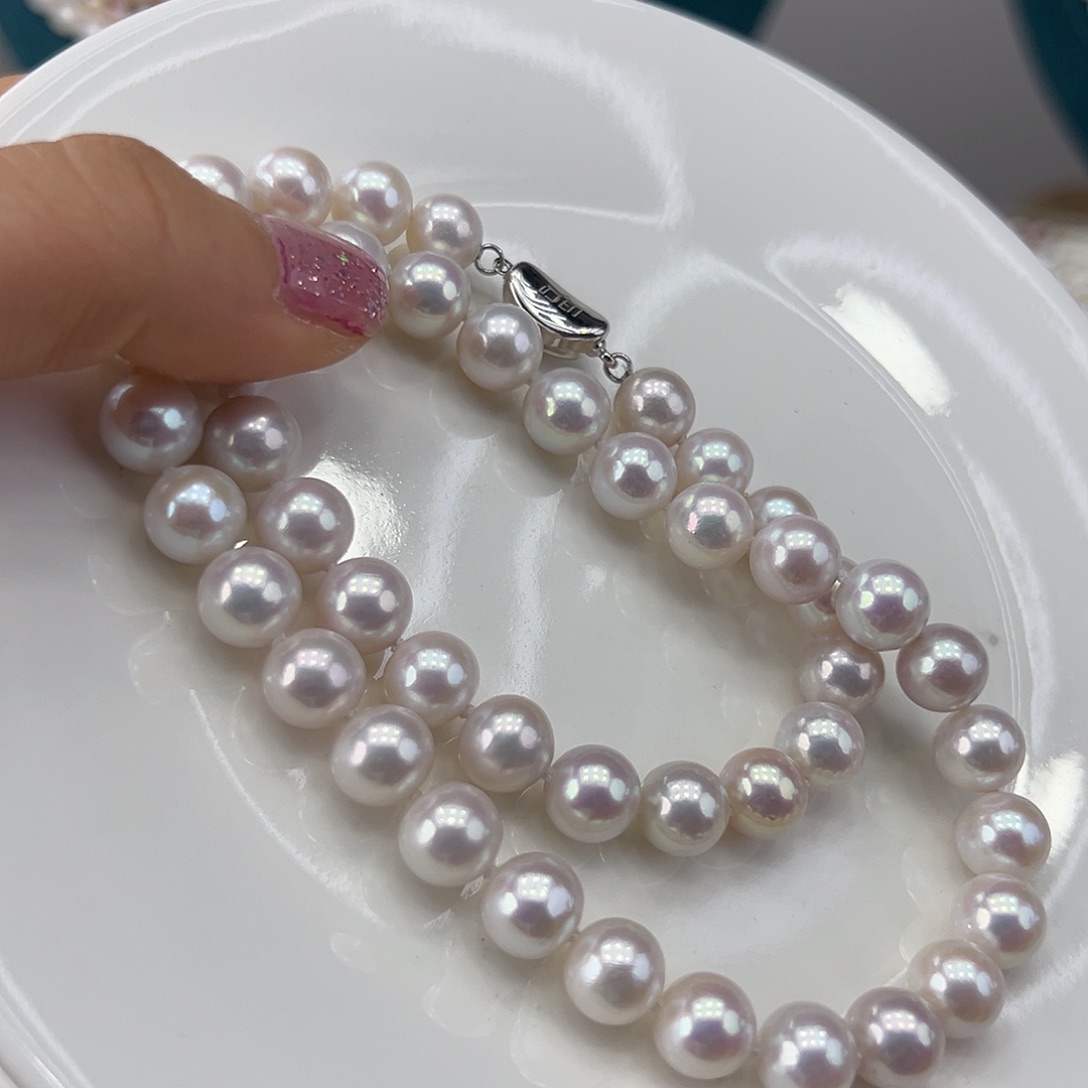 淡水珍珠颈饰银S925镶嵌9-9.5高品极光天女粉