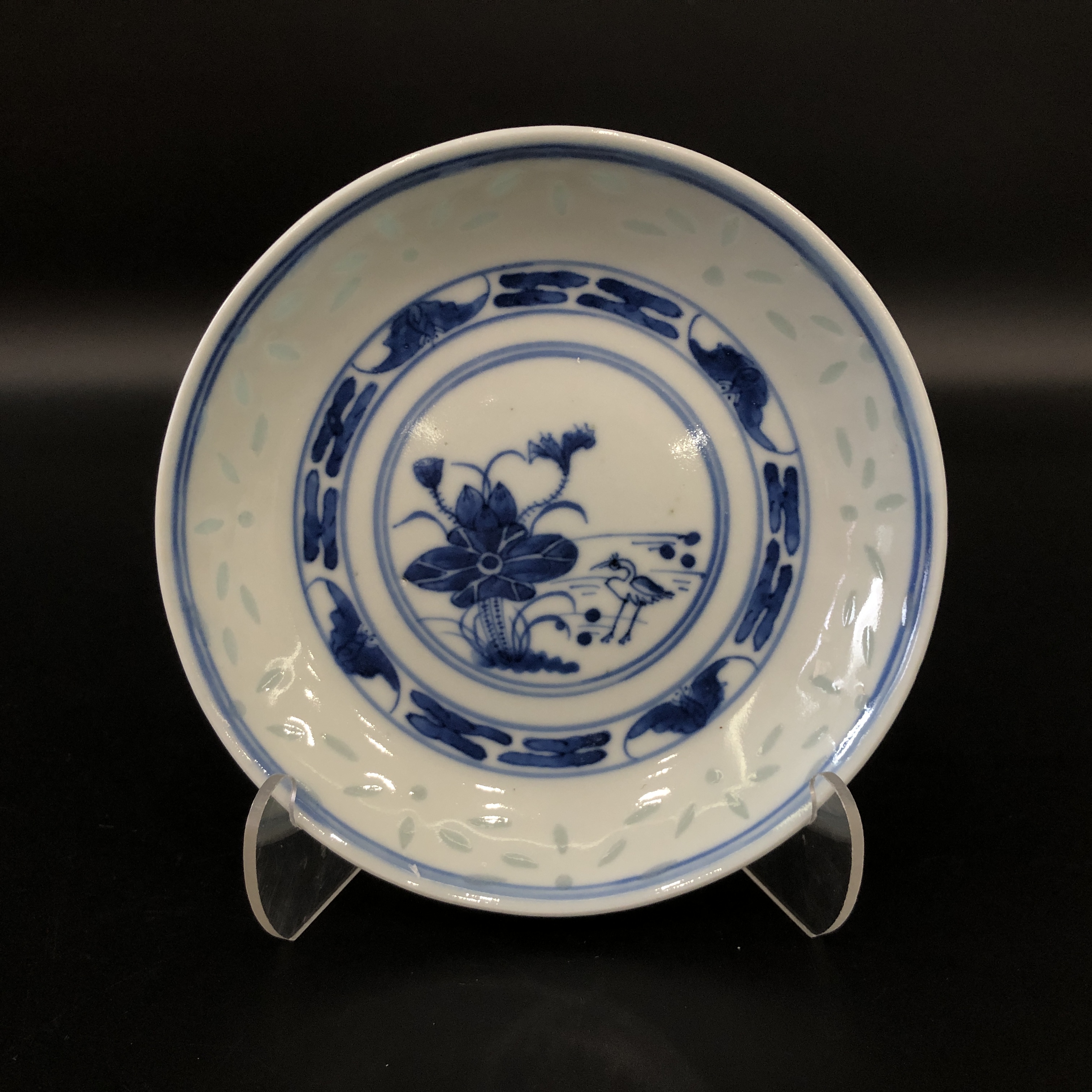 lot:25121058 民国青花一路连科玲珑盘 直径14cm