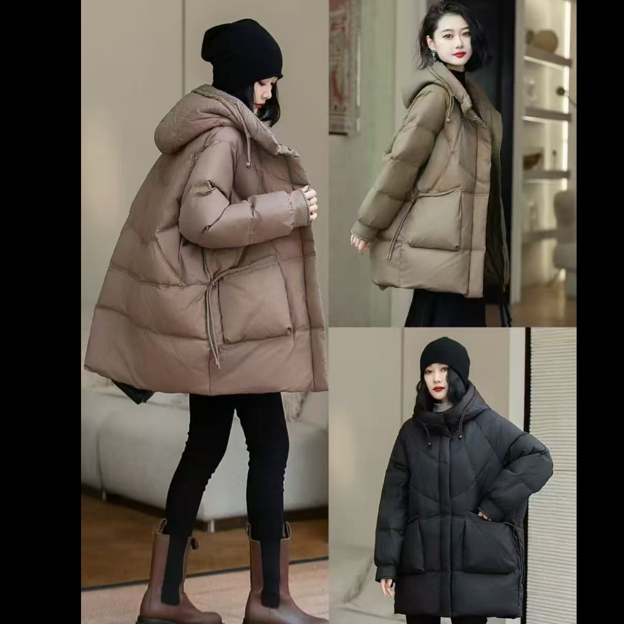 【品品服饰精选】2025中长款连帽韩版纯色时尚羽绒宽松服