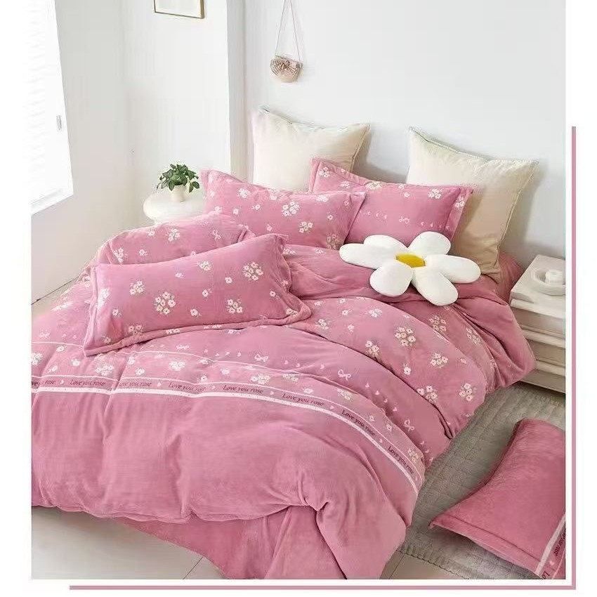 诗意 粉 | 李李纯棉定制 亲肤 加厚牛奶绒床品 冬季保暖活性印花