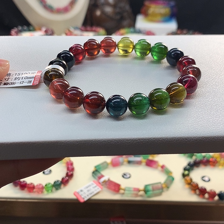 碧玺手链未镶嵌彩虹手串10mm