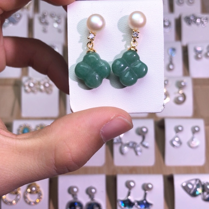 淡水珍珠耳饰银S925镶嵌