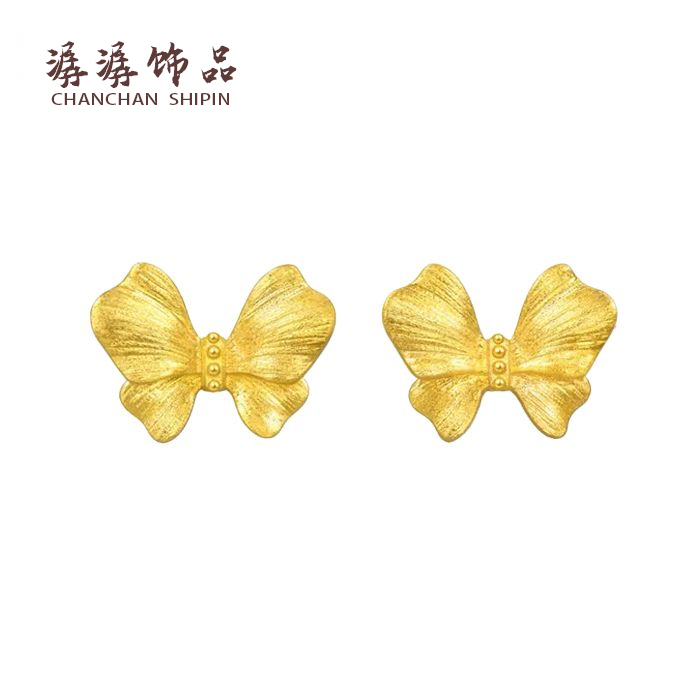 铜合金耳饰 【蝴蝶结耳钉】简约女甜美风耳钉耳饰耳环饰品小巧镶嵌