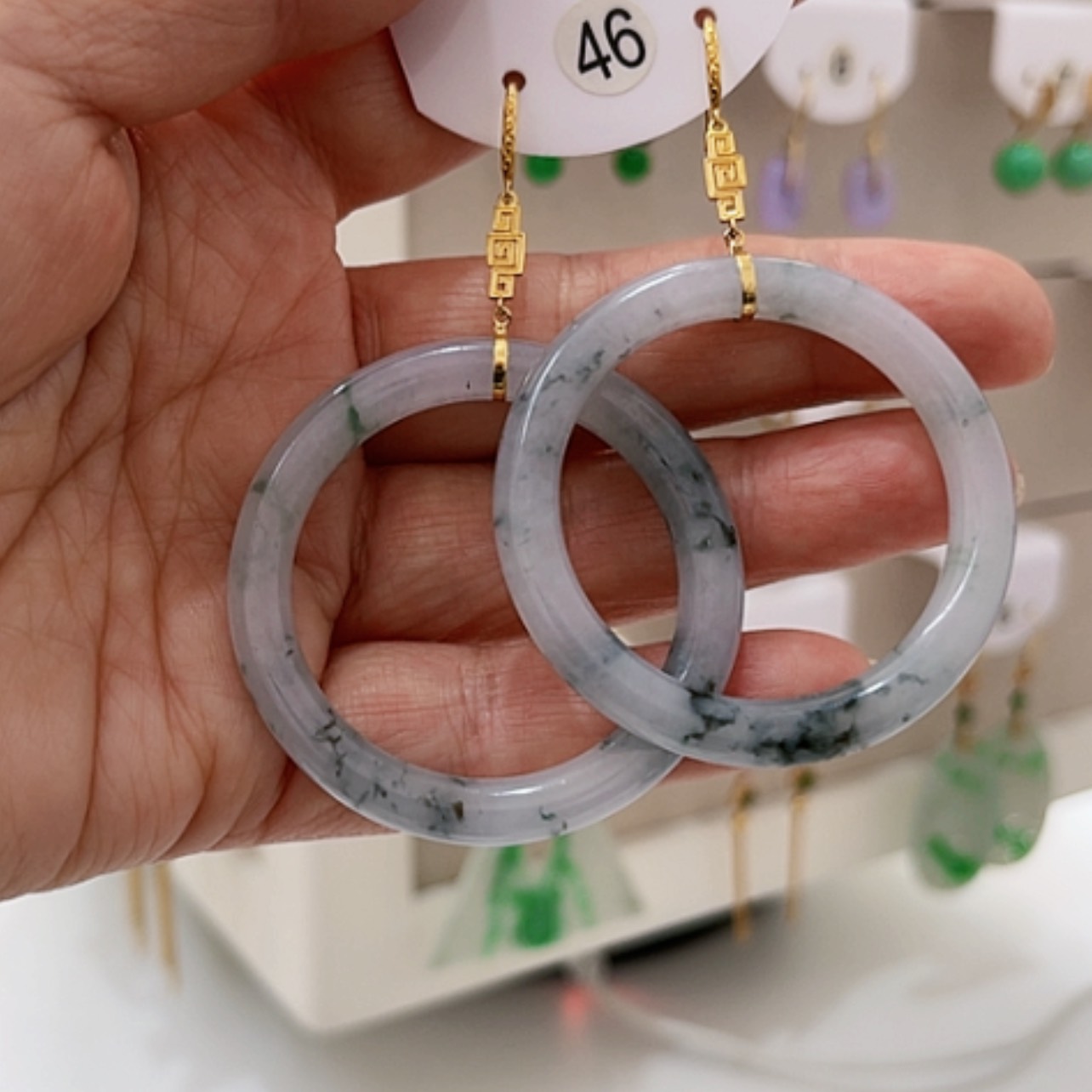 【闪购商品】翡翠耳饰18K金镶嵌翡翠耳坠