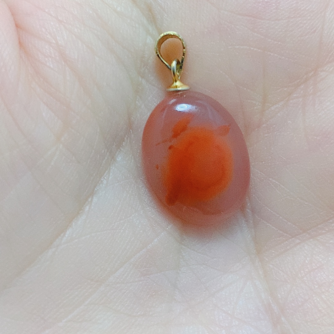 南红玛瑙银S925镶嵌吊坠(不含链)