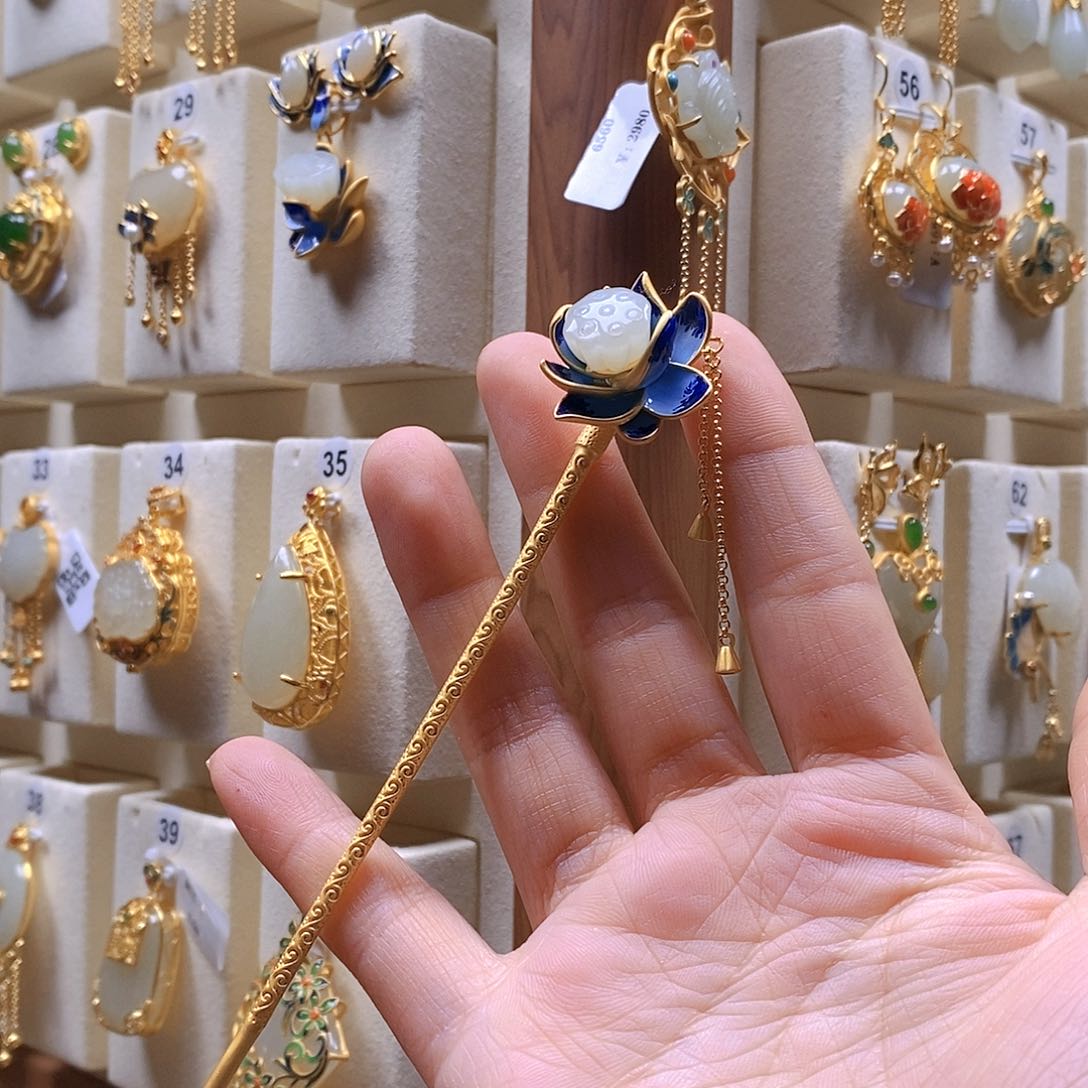 和田玉颈饰银S925镶嵌