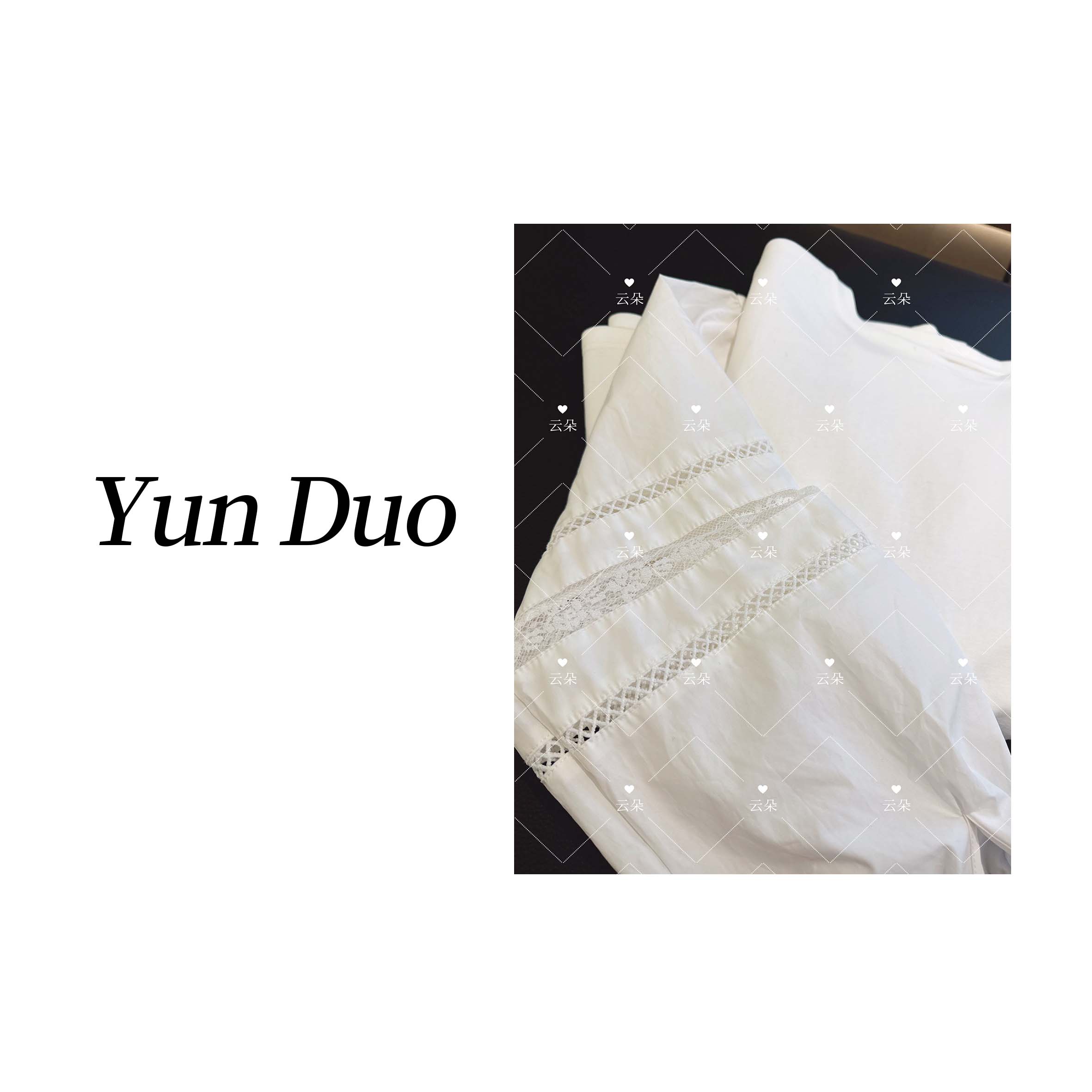 云朵定制 镂空拼接宽松灯笼袖衬衫打底衫IK32