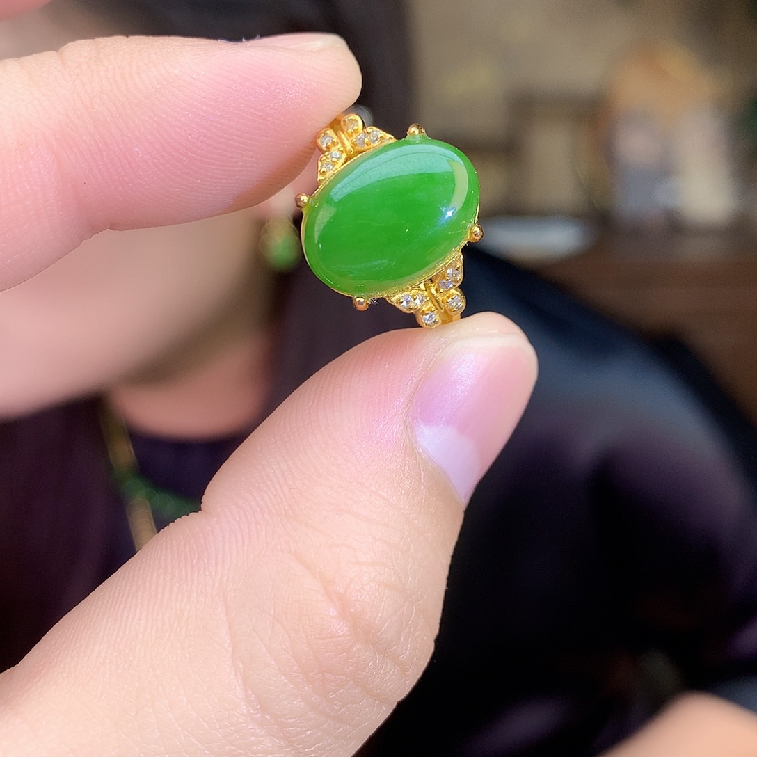 吊坠(不含链)银S925镶嵌和田玉（碧玉）水线多