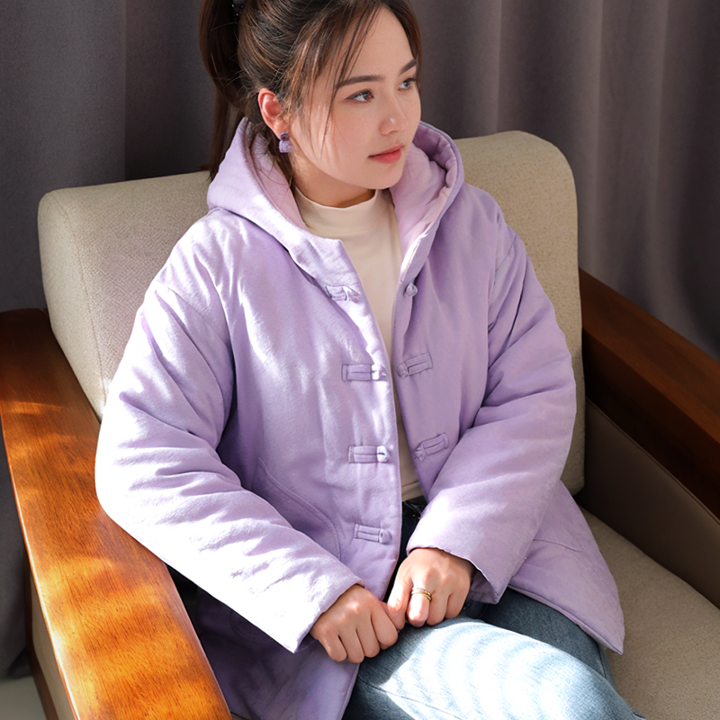 中国风女士纯棉花棉袄中式盘扣秋冬外穿棉花棉衣女透气保暖棉服