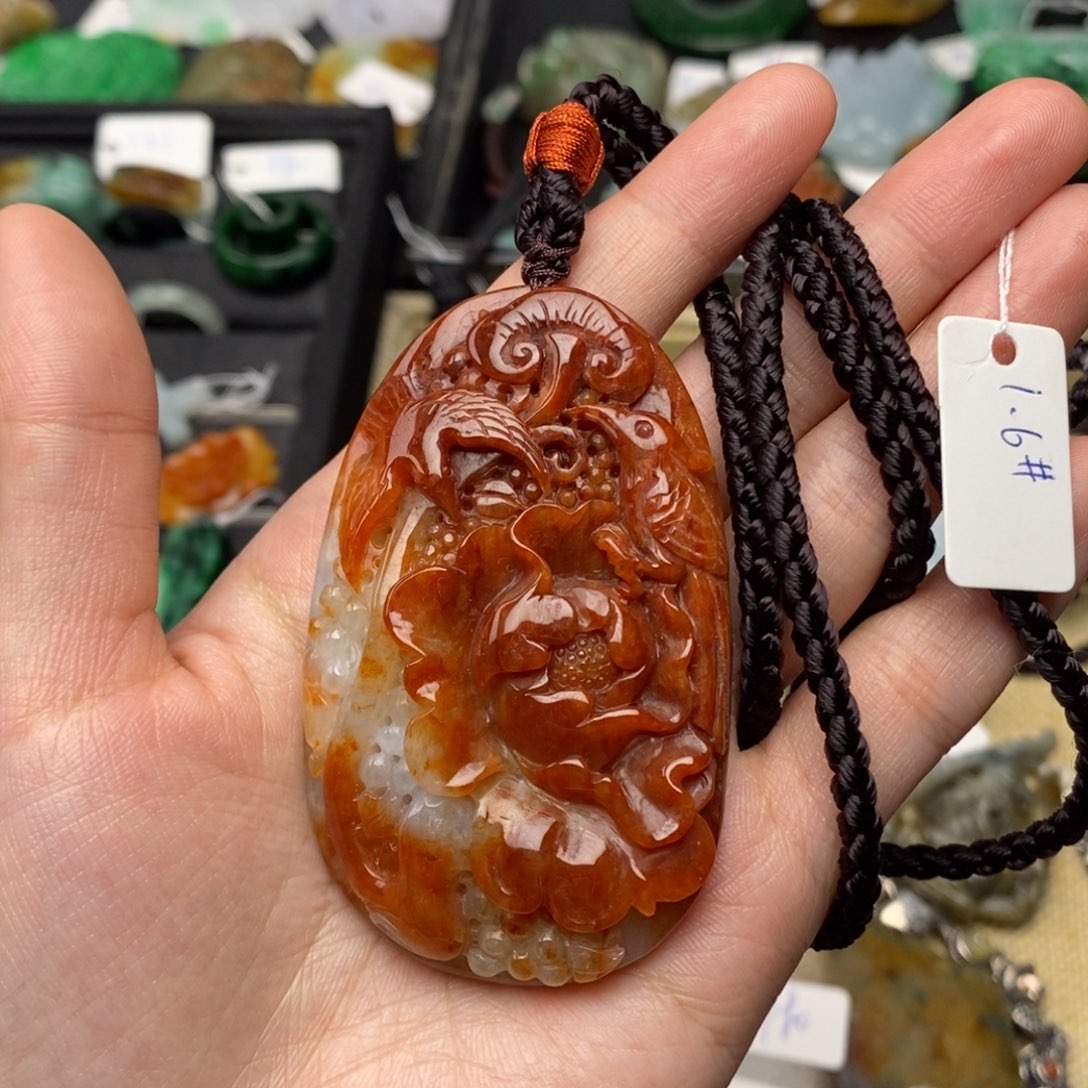 翡翠项链未镶嵌喜上眉梢挂件39号