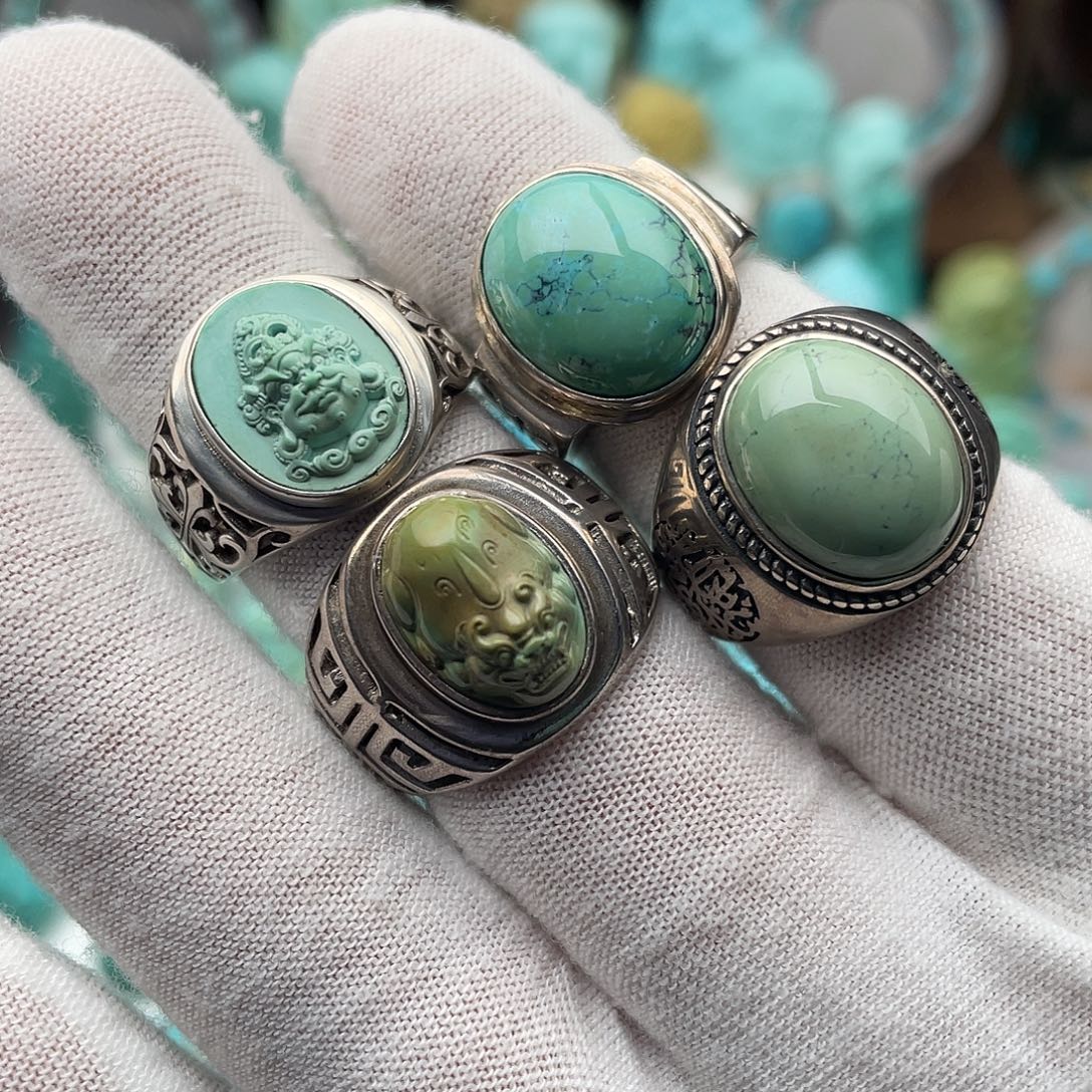 绿松石银S925镶嵌戒指