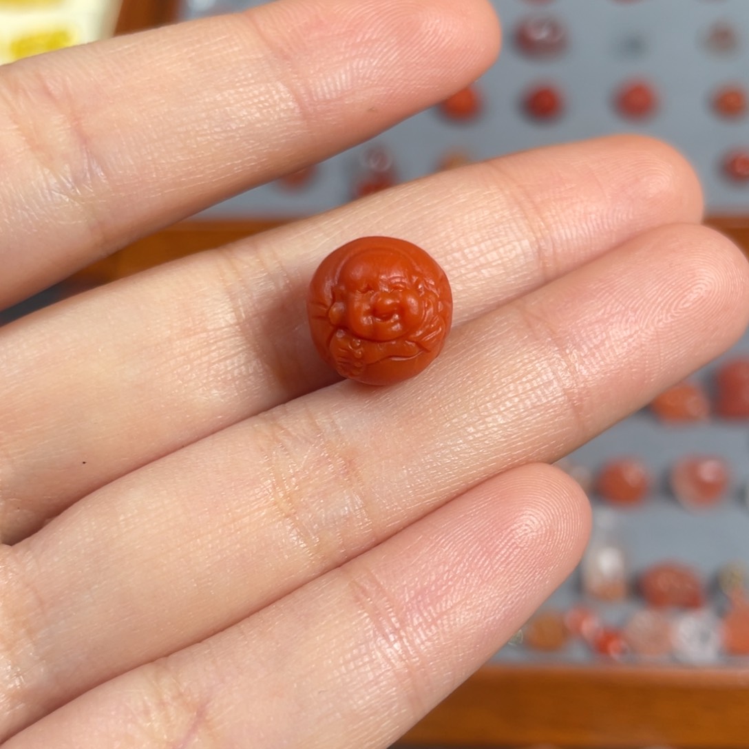 南红玛瑙佛公圆珠未镶嵌小*